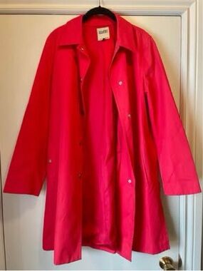 Hilary Radley Bright Red Lightweight Trench Coat